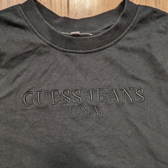 Vintage Y2K Guess Jeans USA Black Monochrome Embroidered Crewneck Size Medium‎ - Picture 3 of 7